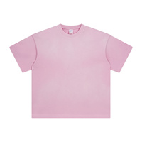 T-shirts oversize délavés à l'acide 250 GSM 100 % coton roses respirants avec logo personnalisé, t-shirts vierges streetwear pour hommes