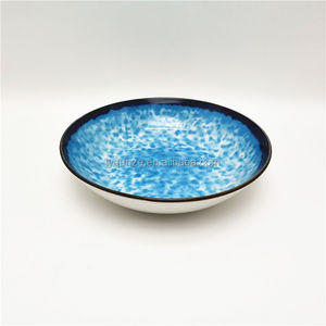 Ensemble <span class=keywords><strong>complet</strong></span> de <span class=keywords><strong>vaisselle</strong></span> en <span class=keywords><strong>porcelaine</strong></span> de 18 pièces pour la cuisine ensemble d'assiettes en céramique à motif de surface de mer bleue - Product Image 5