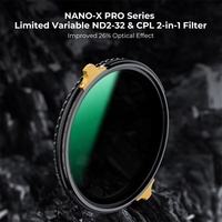 Filtro Variable CPL+ND2-32 con Marco de Latón K&F Concept Nano-X PRO, Filtro CPL 2 en 1, Filtro de Lente de Cámara de Vidrio Óptico