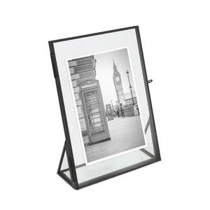 Cadre photo en métal noir personnalisé, double face, verre et métal, cadre photo flottant pour affichage sur table - Product Image 1