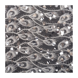 Tissu pailleté brodé en plume de paon blanc, grande taille, pour robe de mariée, magnifique, <span class=keywords><strong>2020</strong></span> - Product Image 1