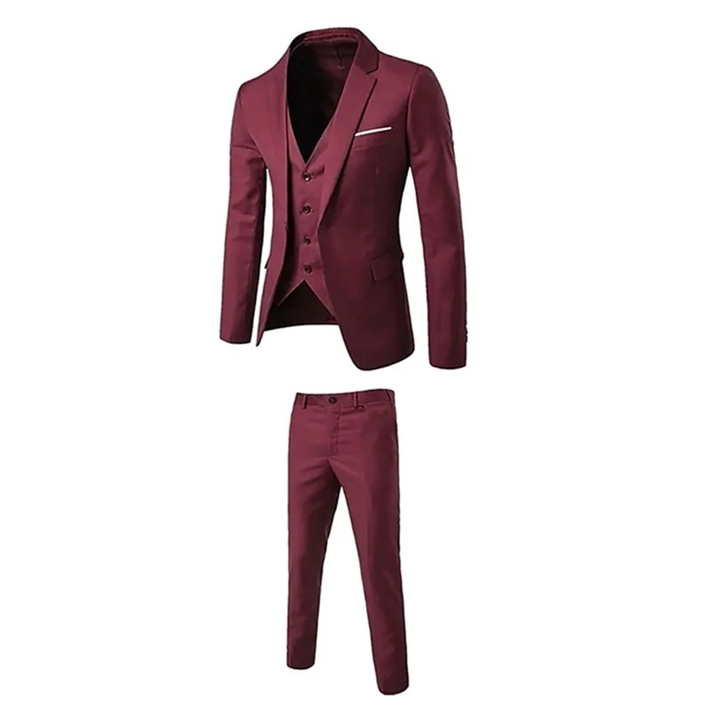 Gilet et pantalon de costume rouge