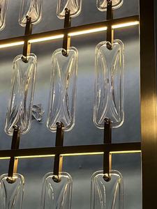 <span class=keywords><strong>Paravent</strong></span> moderne de luxe en acier inoxydable doré et verre cristal avec éclairage LED pour hall d'hôtel, salon, séparateur décoratif - Product Image 5
