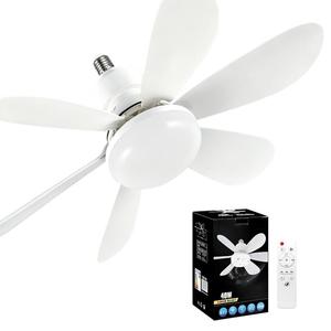 0728 3 Speed Retractable <b>Ceiling</b> Fan with <b>Light</b> E27 Screw Base <b>Dimmable</b> Flower Shaped Professional for Bedroom - Product Image 3