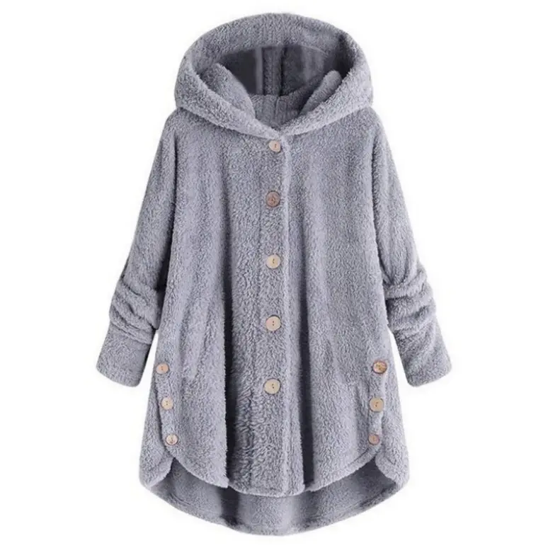 Plus Size Women's Winter Clothing S-5xl Button Plush Coat Ladies Jacket Irregular Solid Color Women's Coats