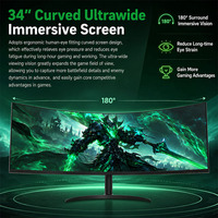 Monitor Gaming de Alta Gama Popular de Pantalla Ancha de 34 Pulgadas, 240Hz, 1440p, LCD, Adaptive Sync, Pantalla Curva, Diseño Giratorio, Tiempo de Respuesta de 1ms