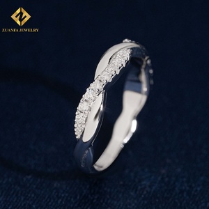 Anillo de Eternidad ZUANFA JEWELRY para Mujer, Plata 925 con Baño de Rodio, Corte Brillante Redondo, Engaste Pavé de Diamantes, Estilo Clásico - Product Image 1