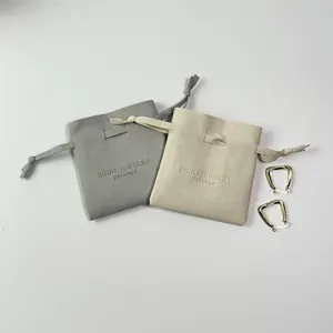 Gioielli con Logo personalizzato di lusso con coulisse sacchetto per la polvere in microfibra confezione regalo anello orecchini gioiello sacchetto e scatola