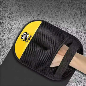 Gants de toilettage pour animaux Jucheng, noirs et jaunes, en maille, pour chats et chiens, anti-statique, éliminateur de poils et de peluches - Product Image 1