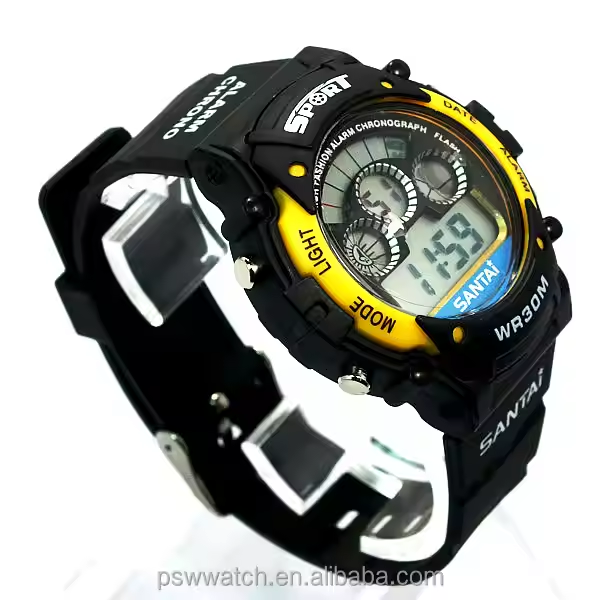 Chronograph Function Cheap LED Display for Boy 3ATM Waterproof Sport Style Watches Customized Silicone Strap Watch Men
