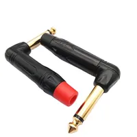 Ángulo recto 6,35mm TS Mono Jack 90 grados estéreo 1/4 pulgadas enchufe macho soldadura conector colorido mezclador de guitarra de Metal chapado en oro