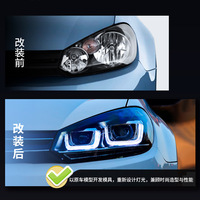 Feux de voiture modifiés VLAND 65W 6000K pour Volkswagen Golf 6 2010-2014, ensemble de phares à LED à effet œil de démon