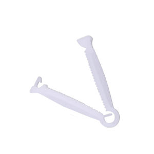 Piglet kabel umbilikal putih penjepit umbilikal 100 buah peralatan pertanian klip umbilikal putih sekali pakai hewan peliharaan - Product Image 1