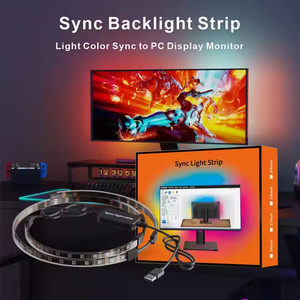 Bande lumineuse LED USB intelligente 5050RGB IP65 avec télécommande, rétroéclairage de jeu, synchronisation musicale, lumière d'ambiance pour <span class=keywords><strong>TV</strong></span>/PC - Product Image 2