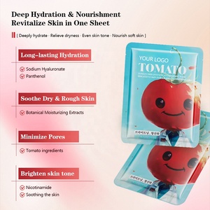 แผ่นมาส์กหน้าซูเปอร์ฟู้ด กวางตุ้ง ผลิตภายใต้แบรนด์ส่วนตัว (OEM) มะเขือเทศ บลูเบอร์รี่ อะโวคาโด เพื่อผิวกระจ่างใส ชุ่มชื้น สำหรับมือและใบหน้า วีแกน ขายส่ง - Product Image 4
