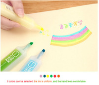 Ensemble de stylos surligneurs pour étudiants, mini dessin animé mignon, 6 couleurs, stylo de dessin, couleur bonbon, surligneur jaune pour enfants