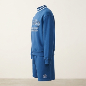 Conjunto de sudadera y pantalones cortos de punto a cuadros para mujer, conjunto informal de ropa de descanso con cuello simulado. - Product Image 5