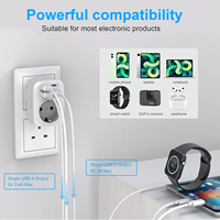 Adaptateur de prise de voyage UE vers États-Unis, convertisseur de prise murale avec 1 port Type-C et 3 ports USB-A, courant nominal 13A