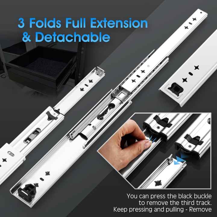 SNEIDA 850mm Length Full Extension No Lock Ball Bearing Industrial  Heavy Duty One Way Drawer Slide Rail for Tool Box