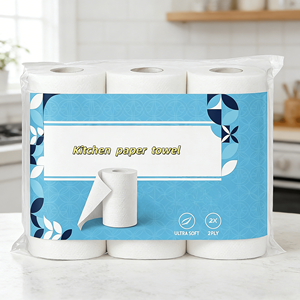 Rouleau <span class=keywords><strong>de</strong></span> papier essuie-tout <span class=keywords><strong>de</strong></span> cuisine jetable 2 plis en pâte <span class=keywords><strong>de</strong></span> bois vierge, doux, économique, absorbant l'eau et l'huile, pour le nettoyage <span class=keywords><strong>de</strong></span> la cuisine - Product Image 1