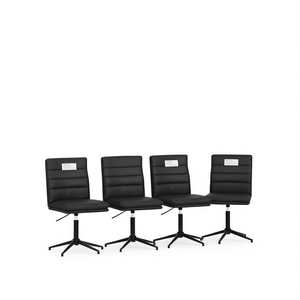 Ensemble de 4 chaises de salle à manger en simili cuir noir, hauteur réglable, design moderne et contemporain, pieds en métal, meubles pour la maison - Product Image 1