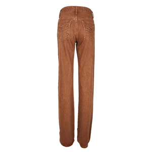Breathable Women's Brown Denim <strong>Jeans</strong> <strong>Size</strong> <strong>12</strong> Tummy Control Straight Leg With Button Decoration - Product Image 4