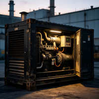 Enceinte acoustique pour groupe électrogène et coffret vide pour générateur, construit comme un conteneur sur mesure en acier corten résistant aux intempéries