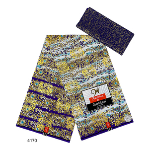 Tissu Wax Africain Véritable Tissu Wax 6 Yards Coton Ghana Tissu Kente Noir 4+2 Yards/pièce - Product Image 6
