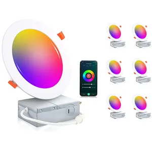 Caixa de música smart colorida de led, caixa de música pequena com capacidade de 1 peça, sincronização de música, wi-fi, 9w, regulável, cct, 4 polegadas, ultra fina, alexa, tuya, app, rgb, teto inteligente, luz de led