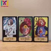 Cartes de tarot et d'oracle personnalisées par le fabricant, boîte imprimée offset de qualité supérieure avec design holographique doré et bords dorés