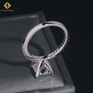High Quality Princess Cut Moissanite Engagement <b>Ring</b> 925 <b>Silver</b> Rhodium Plated Pave Setting Classic Women's <b>Emerald</b> Cut Band - Product Image 4