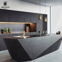Meuble de cuisine modulaire intelligent de luxe, moderne, ignifuge, durable, imperméable, personnalisable, avec panneau de porte en placage et bois écologique