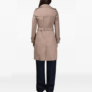 Manteau <span class=keywords><strong>long</strong></span> en laine gris sur mesure pour <span class=keywords><strong>femme</strong></span>, à double boutonnage, col montant, coupe oversize, manches longues - Product Image 4