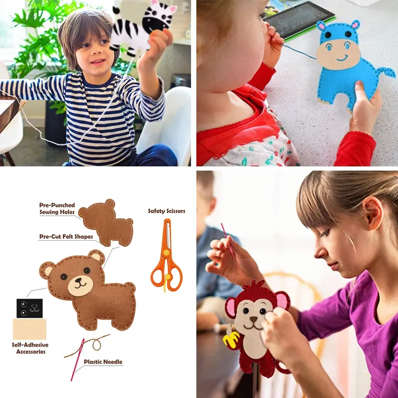 Custom Animals Craft Kit Forest Creatures DIY Sewing Felt Plush Animals Beginners Educational Sewing Set Art Craft Kits for kds