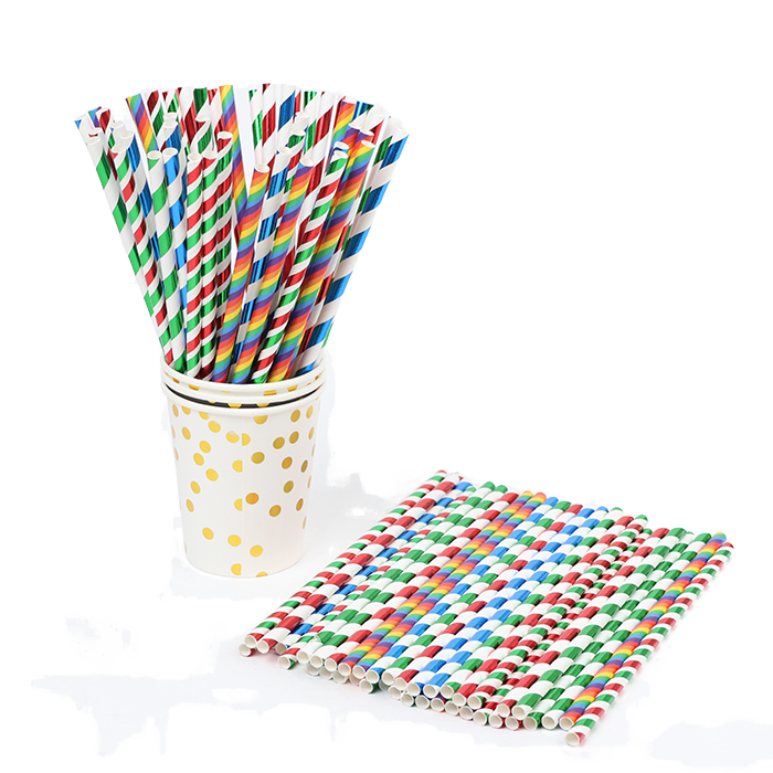 Custom Colorful Kraft Paper Straws, Printed Christmas & Party Design, Eco Friendly Biodegradable Disposable Drinking Straws