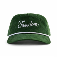 Gorra de Béisbol Retro Verde Personalizable con Logotipo Bordado, Estilo Vintage de 5 Paneles, de Pana con Cuerda, para Exteriores, Venta al por Mayor de Fábrica