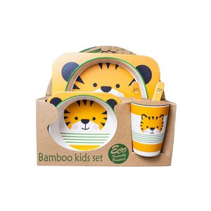 Ensemble de vaisselle en mélamine de <span class=keywords><strong>bambou</strong></span> de 5 pièces pour enfants <span class=keywords><strong>compartiment</strong></span> garçons et filles ensemble d'assiettes en fibre de <span class=keywords><strong>bambou</strong></span> cuillère fourchette pour enfants repas - Product Image 6