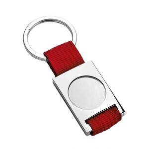 Porte-clés personnalisé en cuir textile et métal, 25 mm, rouge creux, pour porte-clés - Product Image 1
