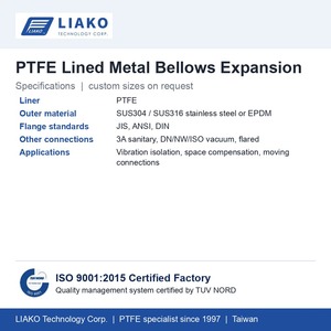 Joint d'expansion à soufflet métallique doublé de PTFE SUS304 SUS316 ou EPDM extérieur pour l'absorption des vibrations et la compensation - Product Image 5