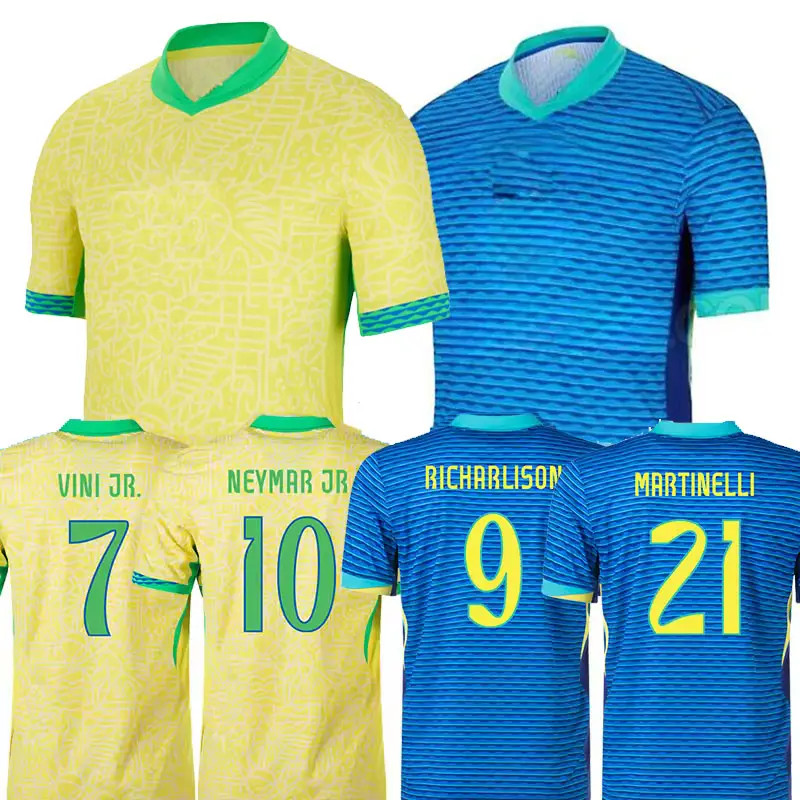 2024 2025 Camisas De Futebol Vini Jr Brazilië Copa America Casemiro Neymar Jr Voetbalshirt Nationale Voetbal Shirt Mannen Kids Tenue