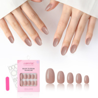 AIERFEI 30 pièces de faux ongles à presser ovales, couleur unie, gel souple, multi-canaux, prêts à la vente au détail, design à couverture complète