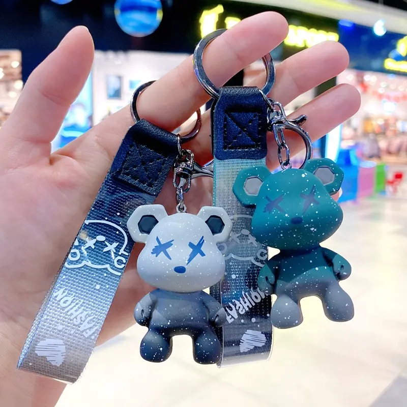 keychain design 2022 Women Boy Girl Cute Bear Key chain Animal Pendant keychains Metal Key Ring Accessories Keyring Small Gift