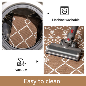 Geometric Pattern Area Rug Rectangle Brown White Design Living Room Bedroom Floor <b>Mat</b> Washable Home Decor - Product Image 3