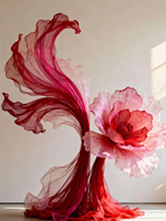 Installation géante en organza pour toile de fond de scène de mariage, décoration de table de fiançailles, installation artistique pour vitrine