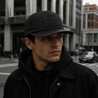 Gorra de Béisbol Personalizada con Logotipo Bordado en 3D, Visera de Cuero Negra, Gorra de 5 Paneles con Cierre a Presión, Gorra de Moda de Alta Calidad al por Mayor