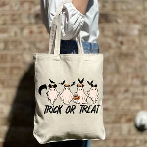 Halloween Custom Personalized Cotton Canvas Handbag Trick Treat Tote Bag 15x3x16inch <b>Open</b> Closure for Daily Use <b>Storage</b> Keymay - Product Image 4