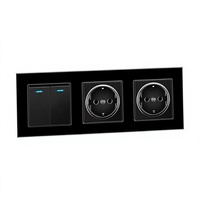 Interrupteur à bouton-poussoir autobloquant de type 82, style européen, encastré, noir, blanc, gris, panneau en verre trempé, 250V, vente en gros