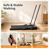 Tapis de course compact 0,75 CV à moteur DC sans balais, vitesse 1,2-5,6 km/h, commande par main courante, charge maximale 100 kg, pour usage domestique
