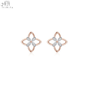 เทรนด์สุดคลาสสิก18K ต่างหูเม็ดเดี่ยวสีโรสโกลด์แข็งเครื่องประดับเพชรธรรมชาติแท้ของขวัญวันครบรอบแต่งงานที่มีสไตล์สำหรับ - Product Image 1