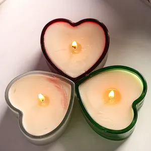 Wedding Marriage Proposal Romantic Valentine's Day Decorative Candle Container Transparent Heart -shaped Glass Candle Cup